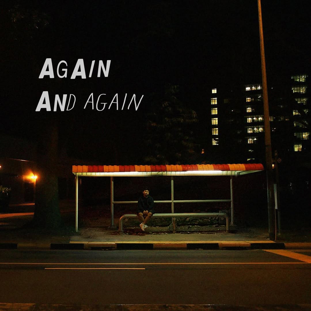 Again and Again single album cover by erza. - Debut emo lo-fi track with looping thoughts and late-night vibes, released 2021