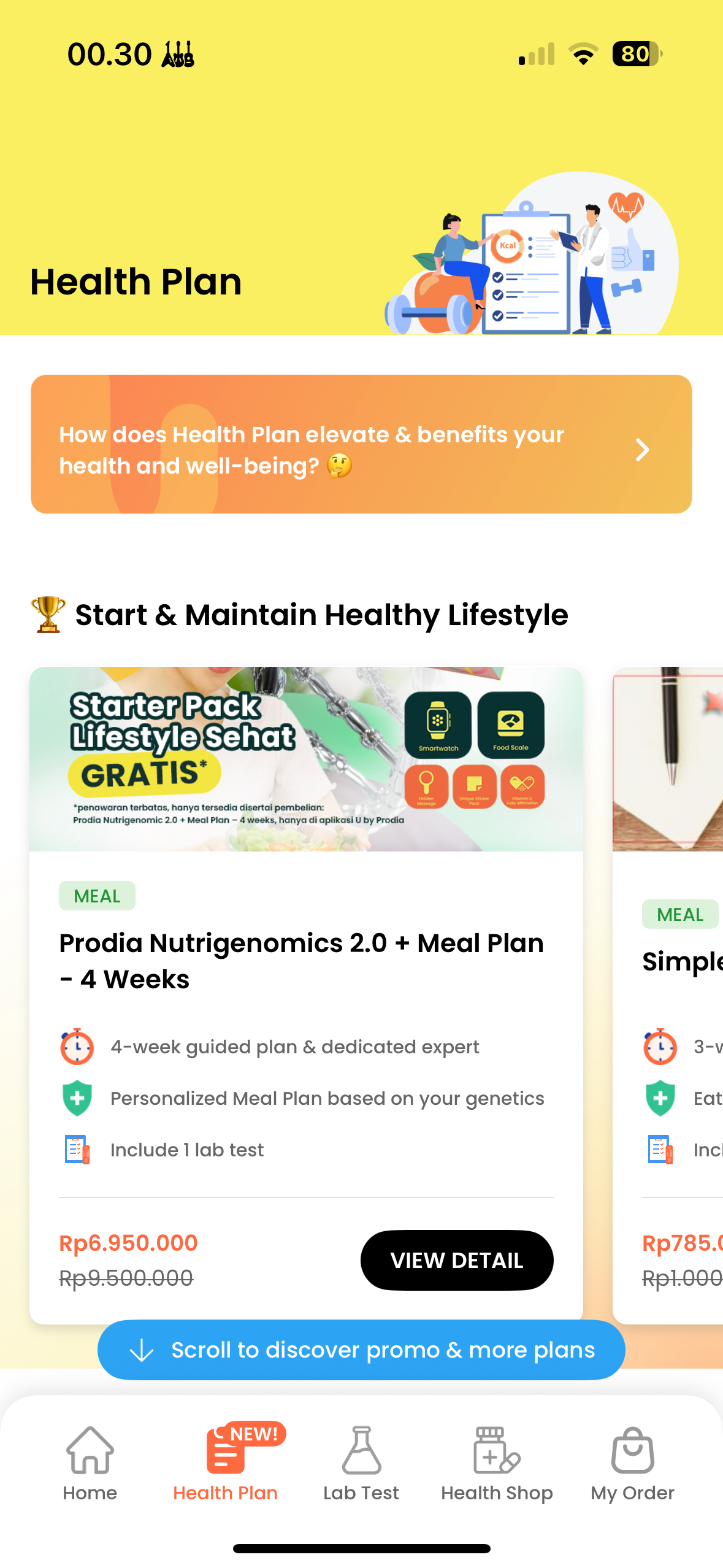 U by Prodia health diagnostics iOS app - SwiftUI interface showing medical test results dashboard and health tracking features